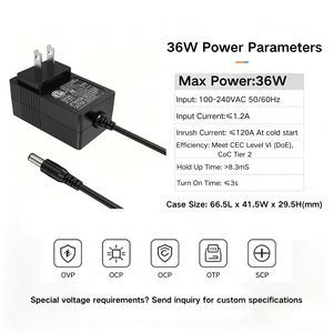 Adattatore di Alimentazione MYIXI 12V DC 3A USB-C con Cavo da 6 Piedi in Materiale ABS PC per CCTV HD TV Tablet Dock MYX-36W-US - Product Image 2