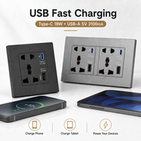 Prise murale universelle internationale à 3 prises avec USB Type-C 18W à charge rapide, 1 port USB-A 13A 110-250V pour hôtel et usage domestique