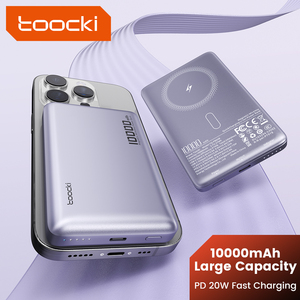 Toocki Magnetic Snap Wireless Power Bank 10000mAh Strong Adsorption PD 20W Portable Charger for iPhone Android Devices