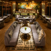 Banc de restaurant moderne personnalisé en marbre rond avec revêtement en tissu et table, mobilier de salon pour café