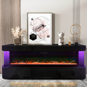 Meuble TV Miroir avec Éclairage RGB et Quatre Tiroirs <span class=keywords><strong>de</strong></span> Rangement, Table TV pour Salon, Meuble <span class=keywords><strong>de</strong></span> Canapé, <span class=keywords><strong>Tapis</strong></span> - Product Image 2