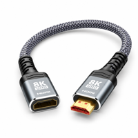 Câble d'extension de haute qualité pour homme et femme, 2 m, PVC, connecteurs plaqués or, adaptateur tressé en nylon pour ordinateur, caméra 8K 4K