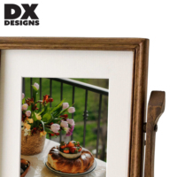 Bingkai Foto Vintage DX Designs 4x6 5x7 8x10 Inch, Dapat Diputar 360 Derajat, Bingkai Foto Kayu Retro dengan Alas, Pajangan Meja, Hiasan Rumah