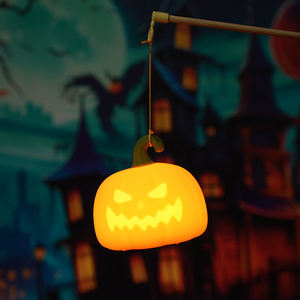 funny gift USB Rechargeable Portable Silicone Halloween Pumpkin Lamp Jack O Lantern Kid LED Night <b>Light</b> for Bedroom - Product Image 6