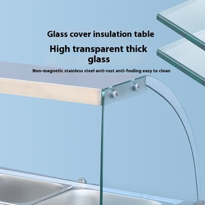 Commerciale elettrico riscaldato 6 '4 ''piccolo cibo caldo coperchio in vetro acciaio inox tavolo isolante cibo SteelFast per Porridge caldo - Product Image 2