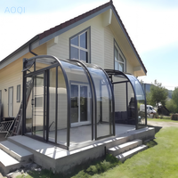 Pavillon en verre mobile extensible pour usage résidentiel extérieur, installation facile, toit coulissant rétractable, maison en verre, isolation thermique