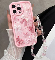 Coques de téléphone BAILI Factory en TPU rose avec motif papillon et fleur pour iPhone 17 Air 16 Pro Max, avec bracelet de main, protection antichoc