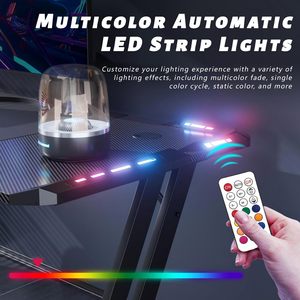 Bureau de jeu ergonomique moderne en fibre de carbone en forme de Z, grand format, avec éclairage LED RGB, 47 pouces - Product Image 4