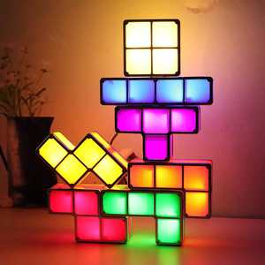 Cadeau idéal 7 couleurs bricolage empilable LED 3D Puzzles veilleuse, lampe de nuit à induction pour enfants - Product Image 2