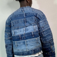YSJY Fabrication OEM Streetwear Designer personnalisé Mode urbaine Veste en jean bleu patchwork pour hommes