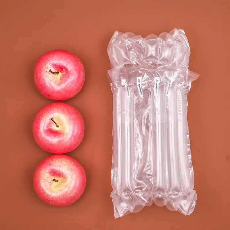 फलों के लिए अनुकूलित आकार के उच्च सुरक्षात्मक शॉकप्रूफ प्लास्टिक इन्फ्लैटेबल एयर बबल कॉलम पैकिंग बैग