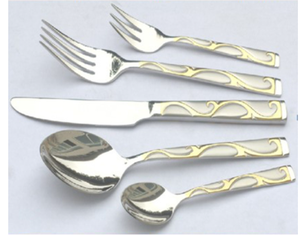 Fourchette à gâteau DFC0229, marque européenne et américaine OEM, élégante, en acier inoxydable 304, couverts de table occidentaux, couteau, fourchette, cuillère à manche carré - Product Image 1