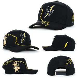 <strong>Wholesale</strong> Luxury 5 Panel Angel and <strong>Lightning</strong> Design Satin Lined Stylish Baseball Cap Tombochio Hat Custom 3D Embroidery - Product Image 6