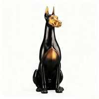 Sculpture de Doberman en bronze sculpté de style nordique moderne, artisanat métallique, ornement d'entrée, statue