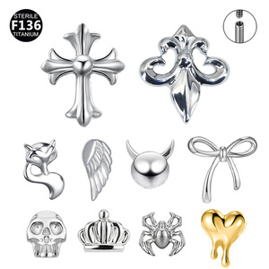 Pendiente de Oreja Pequeño de Aleación de Titanio F136, Diseño Ala de Zorro y Corazón de Paloma, <span class=keywords><strong>Piercing</strong></span> Unisex para Labio y Hélix, Joyería al por Mayor, Regalo - Product Image 5
