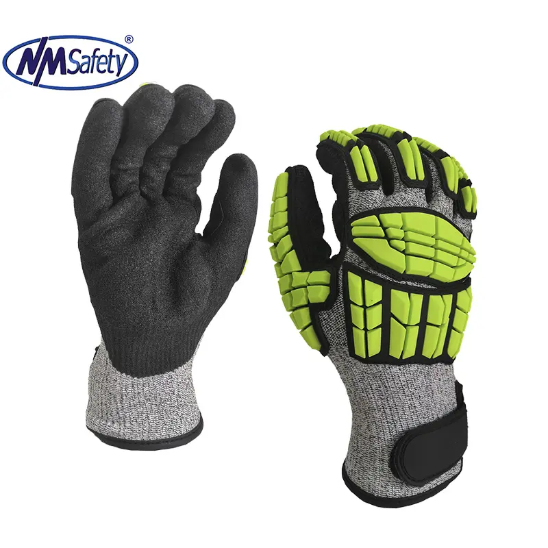 NMSAFETY-guantes de mano de trabajo para mecánicos, guantes anticortes, resistentes a impactos, CE 4X44FP A6