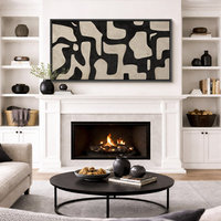Ensemble d'art mural sur toile abstrait géométrique moderne au design minimaliste, cadre en métal noir, 2 pièces, 60x90cm, décoration de salon à suspendre