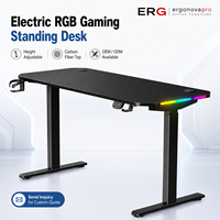 Escritorio Eléctrico RGB para Juegos, Ajustable en Altura, con Superficie de Fibra de Carbono