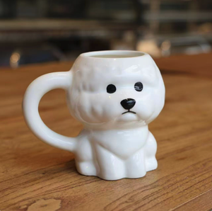 Nouvelle Tasse en Céramique Créative et Mignonne Motif Chiot Bichon avec Couvercle à Paille, Emballage Cadeau, Compatible Lave-Vaisselle et Micro-ondes, Tasse à Eau de Bureau - Product Image 4
