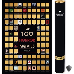 Top 100 <span class=keywords><strong>films</strong></span> <span class=keywords><strong>d</strong></span>'<span class=keywords><strong>horreur</strong></span> gratter affiche avec des icônes colorées et des outils à gratter pour film <span class=keywords><strong>d</strong></span>éfi cadeau personnalisé divers thème - Product Image 1