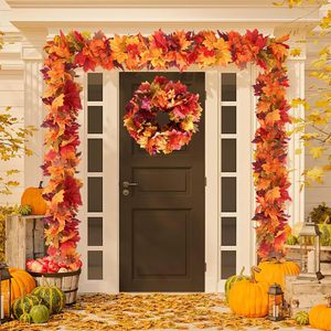 Guirnalda de Hojas de Arce Artificiales de 175 cm para Decoración de Otoño, Navidad y Acción de Gracias, Estilo Red Lantern Pavilion - Product Image 5