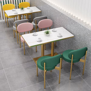 Juego de Sillas y Mesa de Cuero Sintético de Lujo para Restaurantes Occidentales, Cafeterías, Salones de Té, Áreas de Descanso, Vestíbulos de Hoteles de Alta Gama, Salas de Reuniones - Product Image 4