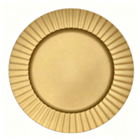 Assiette de présentation en plastique PP dorée sur mesure, à bord plissé radial et motif gaufré, pour décoration de table de mariage et de fêtes