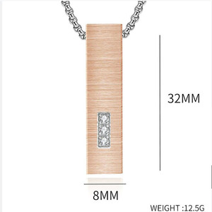 Kustom grosir baru pria emas mawar baja nirkarat zirkon kremasi perhiasan kenang-kenangan abu liontin kalung - Product Image 2