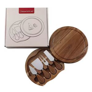Tabla de Quesos Redonda de Madera de Acacia Shichang de 20 cm, Plato Resistente para Carne, Ideal para Camping - Product Image 2