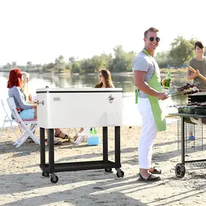 80Qt-carro refrigerador para Patio exterior, blanco, para jardín, con abridor de botellas, barbacoa de fiesta