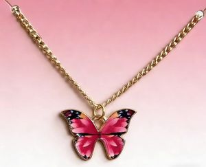 Collar Vintage de Moda para Mujer al por Mayor, Cadena Delgada con Colgante de Mariposa Colorida en Múltiples Formas Geométricas, Joyería - Product Image 3
