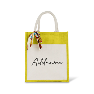 Sac fourre-tout en jute non tissé pour femmes, personnalisé et écologique, style tendance, doublure en toile de jute recyclée imprimée, fermeture à glissière, plage - Product Image 1