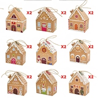 Boîte à bonbons en forme de maison de Noël, style européen, maison en pain d'épices, biscuits, en-cas, ensemble de boîtes d'emballage en carton blanc