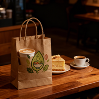 Sacs en papier kraft de luxe biodégradables et écologiques, durables, avec poignées en corde de coton et ruban, logo personnalisé, pour cadeaux, supermarchés et aliments