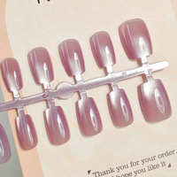 Vente en gros de 30 pièces de faux ongles courts en amande, effet œil de chat, couleur unie, fabriqués à la machine, réutilisables, ongles artificiels