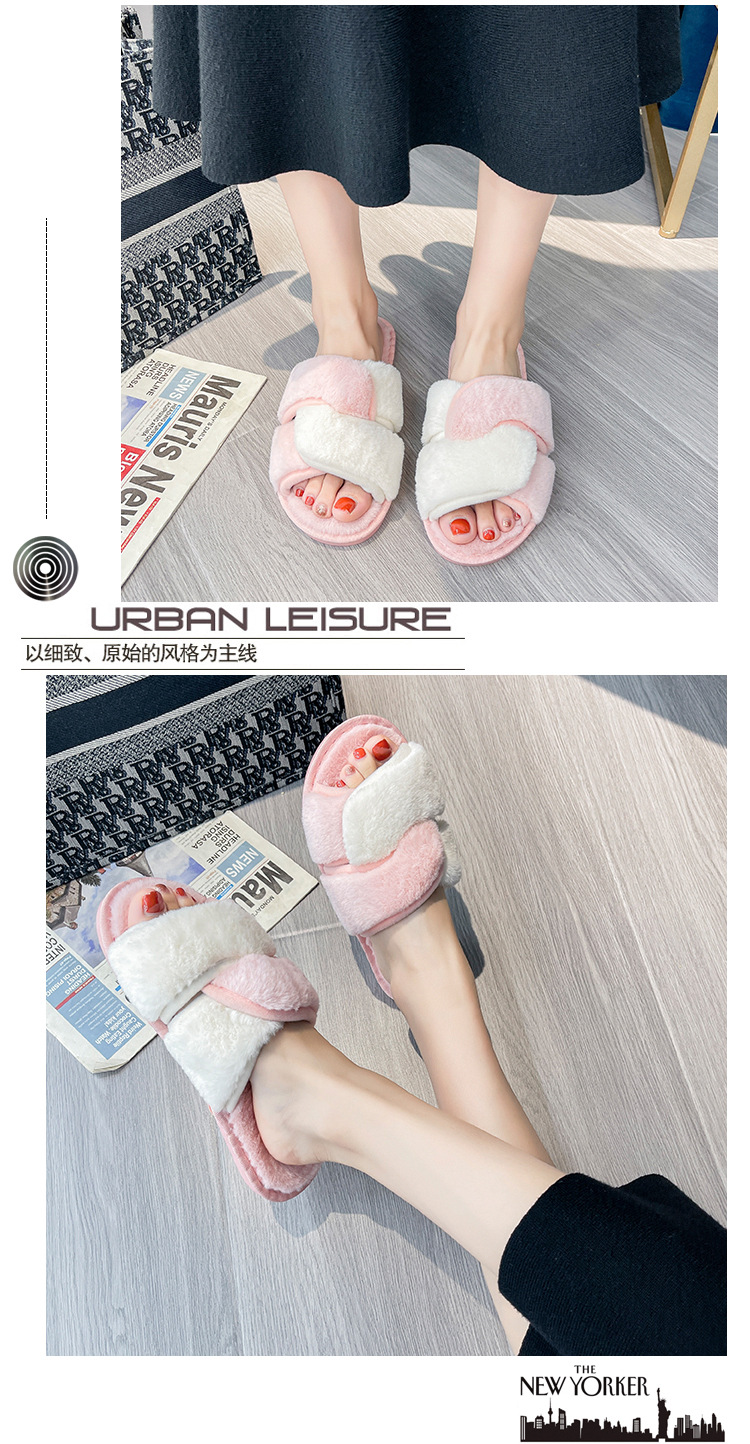 Women Color Cross Slippers Indoor and Outdoor Warm Shoes Bedroom Cotton Slippers