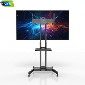 Support de chariot de montage TV réglable en hauteur pour l'extérieur Support rotatif de télévision au sol LED pour la maison Support de télé Support de moniteur audio - Product Image 2