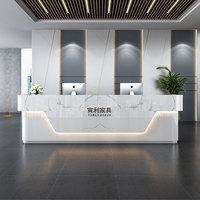 Meubles de bureau commerciaux modernes, petit comptoir de réception en marbre pour salon de beauté, hôtel, salle de sport, école, comptoir d'accueil en bois
