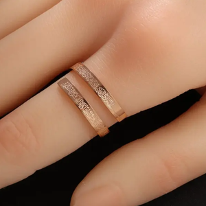 Nouveau design personnalisation acier inoxydable Unique islamique anneau ouvert haute poli 18k plaqué or coran verset anneau cadeau musulman - Product Image 5