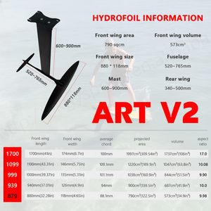 Ala de lámina de carbono ligera ART V2 879, aspecto de diseño de alto hidroala, bomba de SUP para surf, fácil instalación, ala de hidroala amigable para viajes - Product Image 1