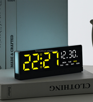 Horloge de bureau numérique LED avec lumière ambiante, double alarme, affichage de la température, de la date et du jour de la semaine, sortie USB, luminosité automatique