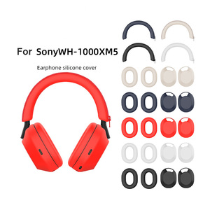 Juego 3 en 1 de funda de silicona suave para <span class=keywords><strong>auriculares</strong></span> <span class=keywords><strong>Sony</strong></span> xm5, funda protectora para <span class=keywords><strong>auriculares</strong></span>, accesorios protectores de piel - Product Image 1