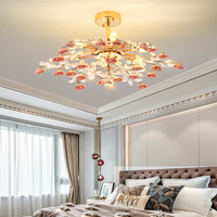 Lustres et lampes suspendues en céramique cristalline rose, chaleureux et romantique, luminaire de plafond pour mariage, décoration intérieure