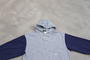 Sweat à capuche zippé personnalisé pour homme, manches raglan, en molleton bouclette, coupe oversize, décontracté, automne, avec poches et imprimé lettres, OEM - Product Image 2