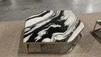 EKAR FURNITURE-Table ronde moderne pour thé et café, élégante et légère, en bois marbré noir et blanc de luxe, pour bar et maison