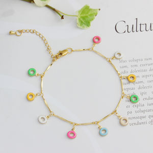 FS Elegant Bracelet de cheville plaqué or Colorful <span class=keywords><strong>Ciecle</strong></span> Elements Classic Style pour les femmes - Product Image 3