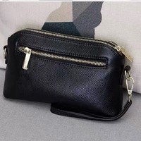 Tas Selempang Wanita Gaya Korea Vintage 2026, Bahan Kulit PU Hitam Anti Air, Serbaguna, Multi-Kompartemen, Bentuk Kotak