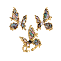 Bagues Papillon en Laiton Plaqué Or 18K, Motif Coquille Fritillaire et Bulbe, Bijoux Unisexe Mignons, Cadeau, Vente en Gros