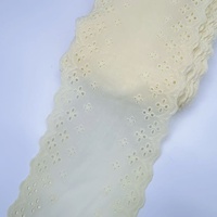 Dentelle en coton peigné de 14 cm à double bordure brodée, couleur macaron, pour robe, literie, rideau et décoration