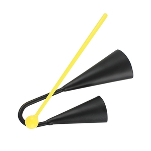 Campana de vaca de doble tono de metal negro esmerilado con doble orejeta, instrumento de percusión Orff - Product Image 2